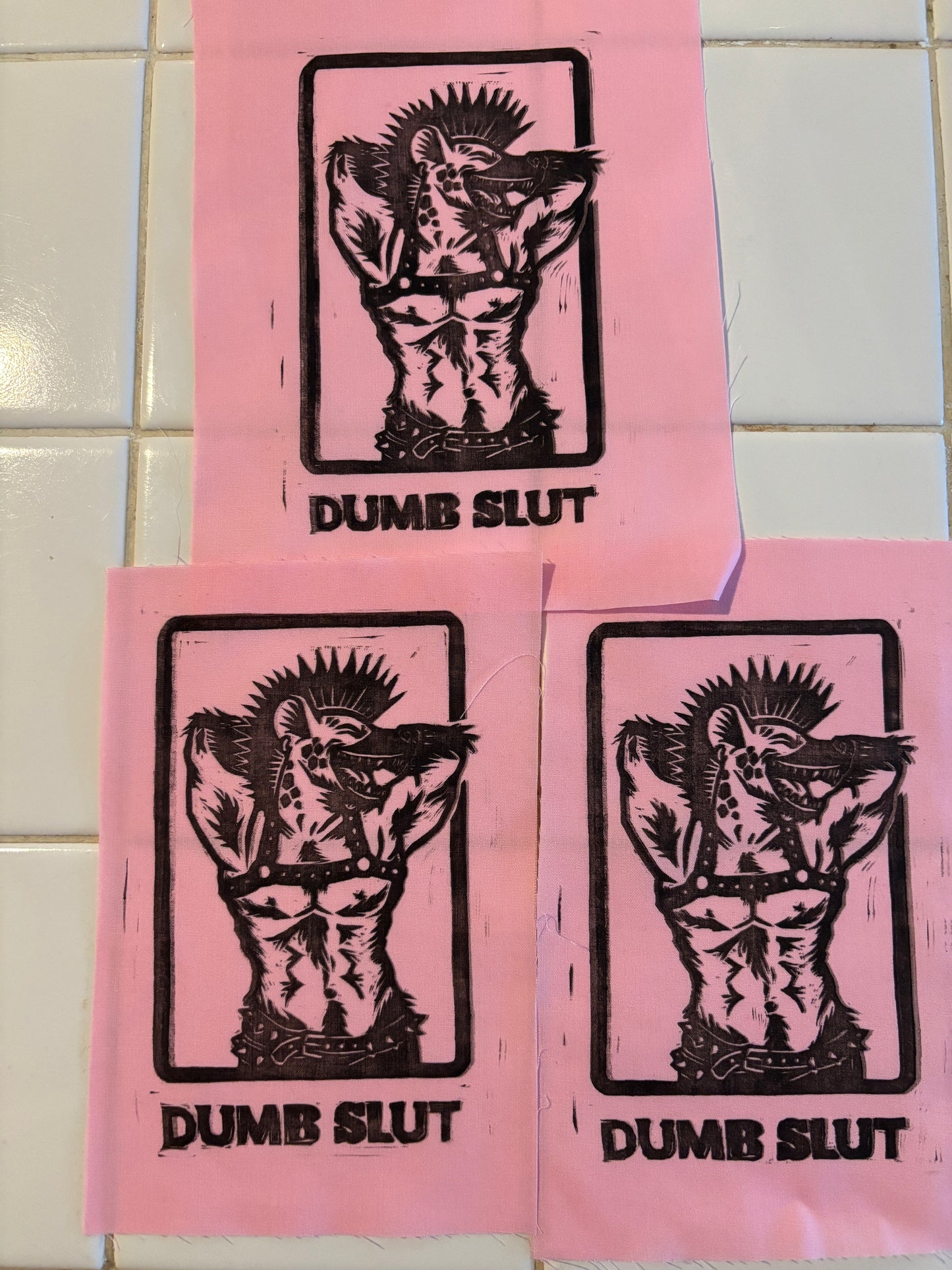 B-Grade patches - Dumb Slut on Pink