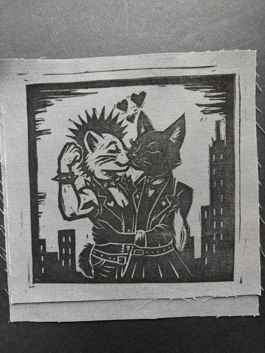 Cats Kissing Patch - Gray (exclusive)