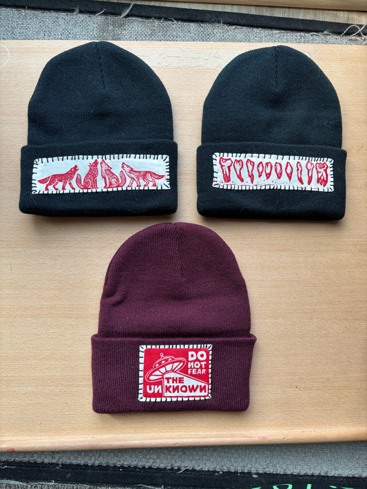 Red-ink Patched Beanies