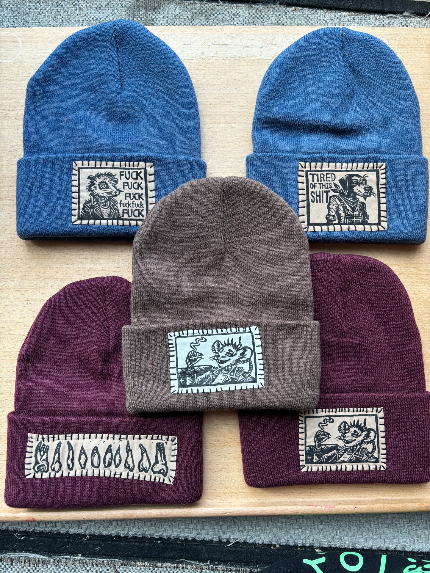 Hand-stitched Patched Beanies