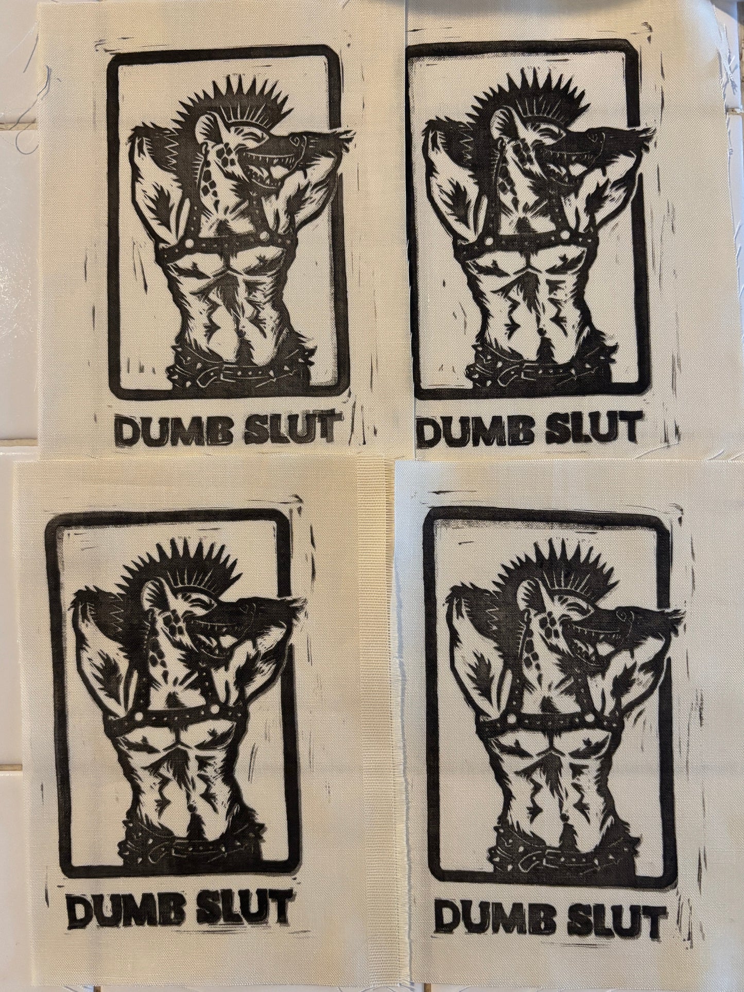 B-grade patches - Dumb Slut on cream