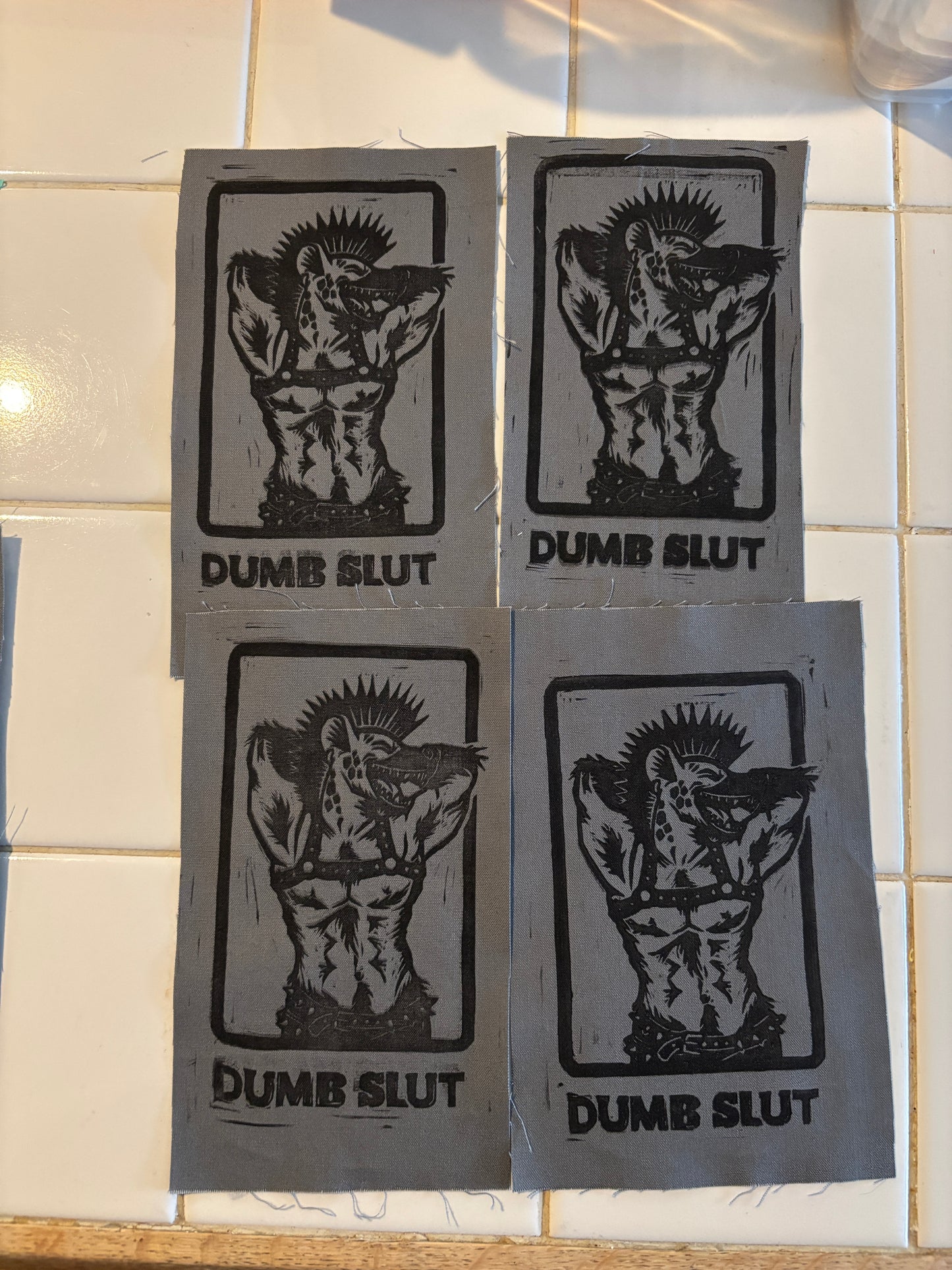 B-Grade patches - Dumb Slut on Gray