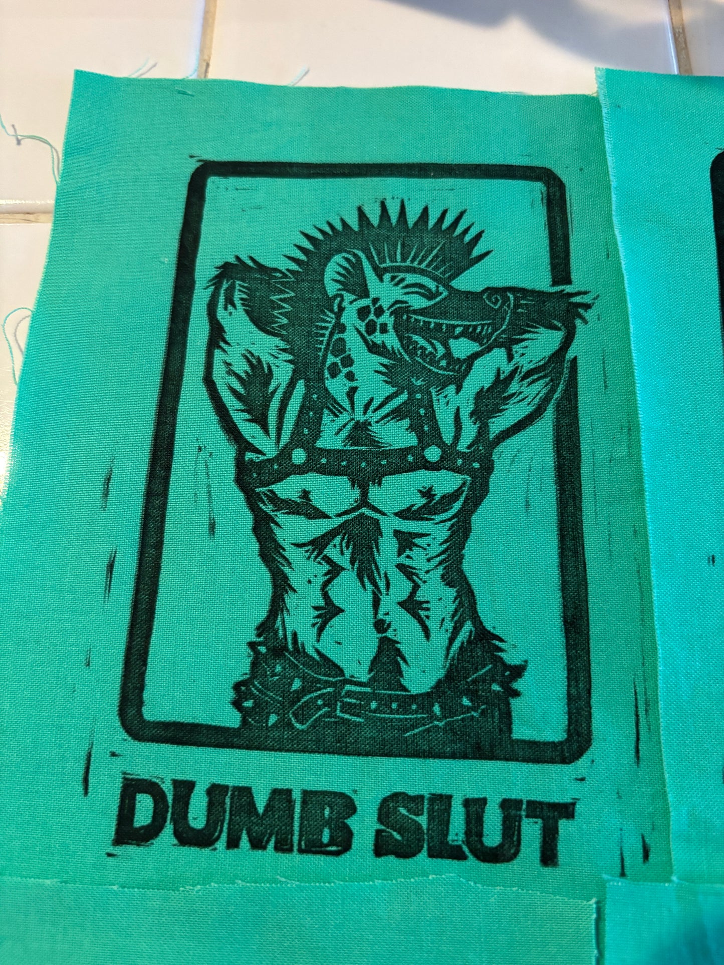B-Grade patches - Dumb Slut on Green