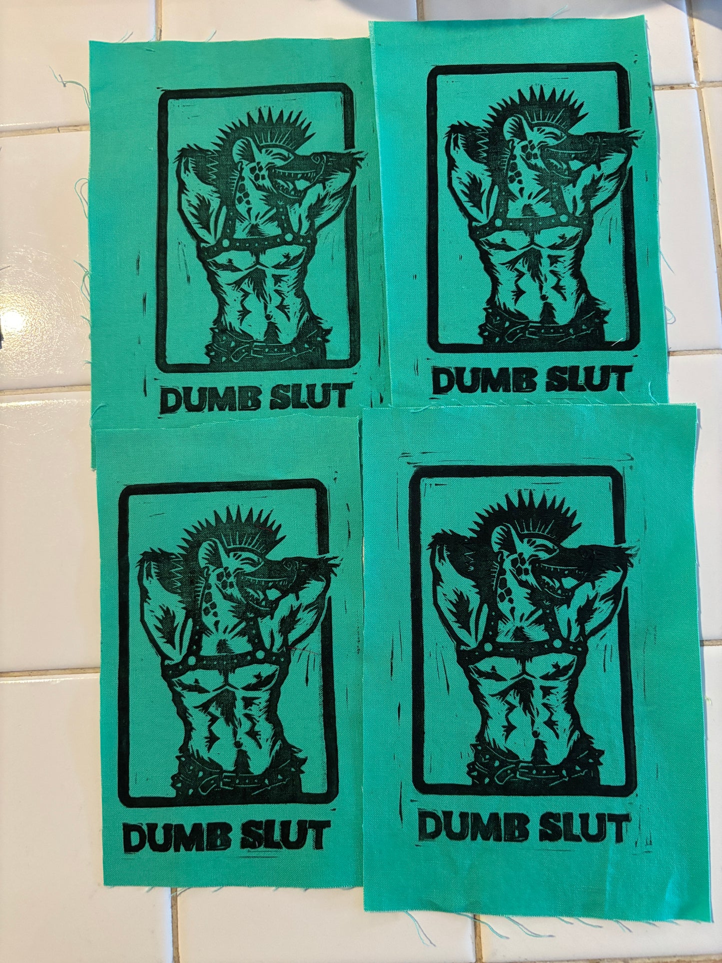 B-Grade patches - Dumb Slut on Green